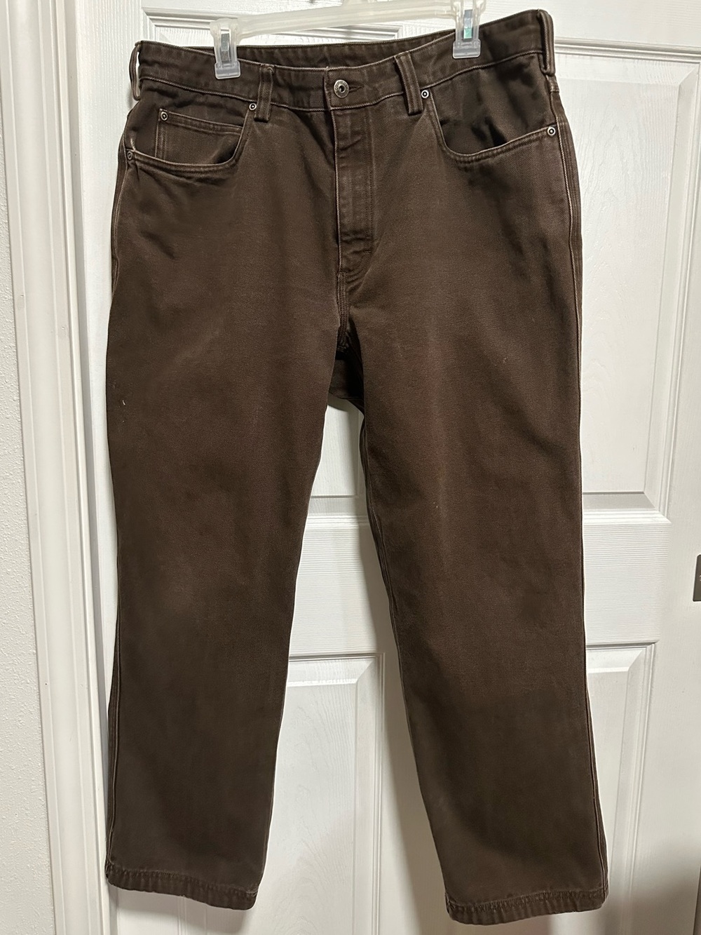 Duluth Trading Co Brown Canvas Work Pants 38x30 Straight Leg